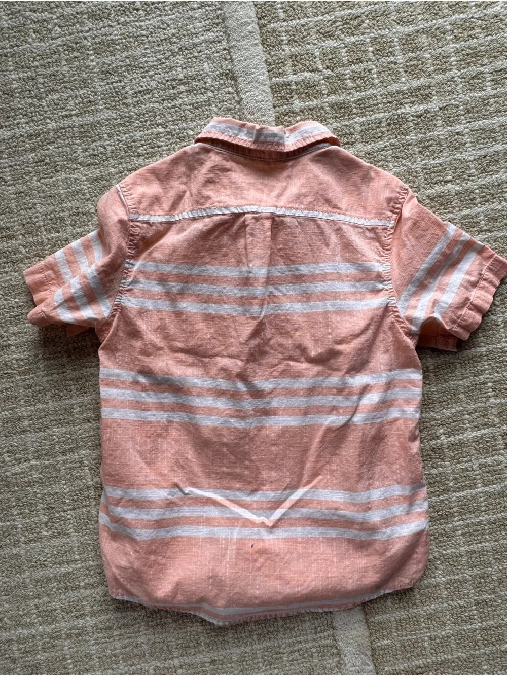 Cat & Jack Peach and White Striped Short-Sleeve Button-Down Shirt